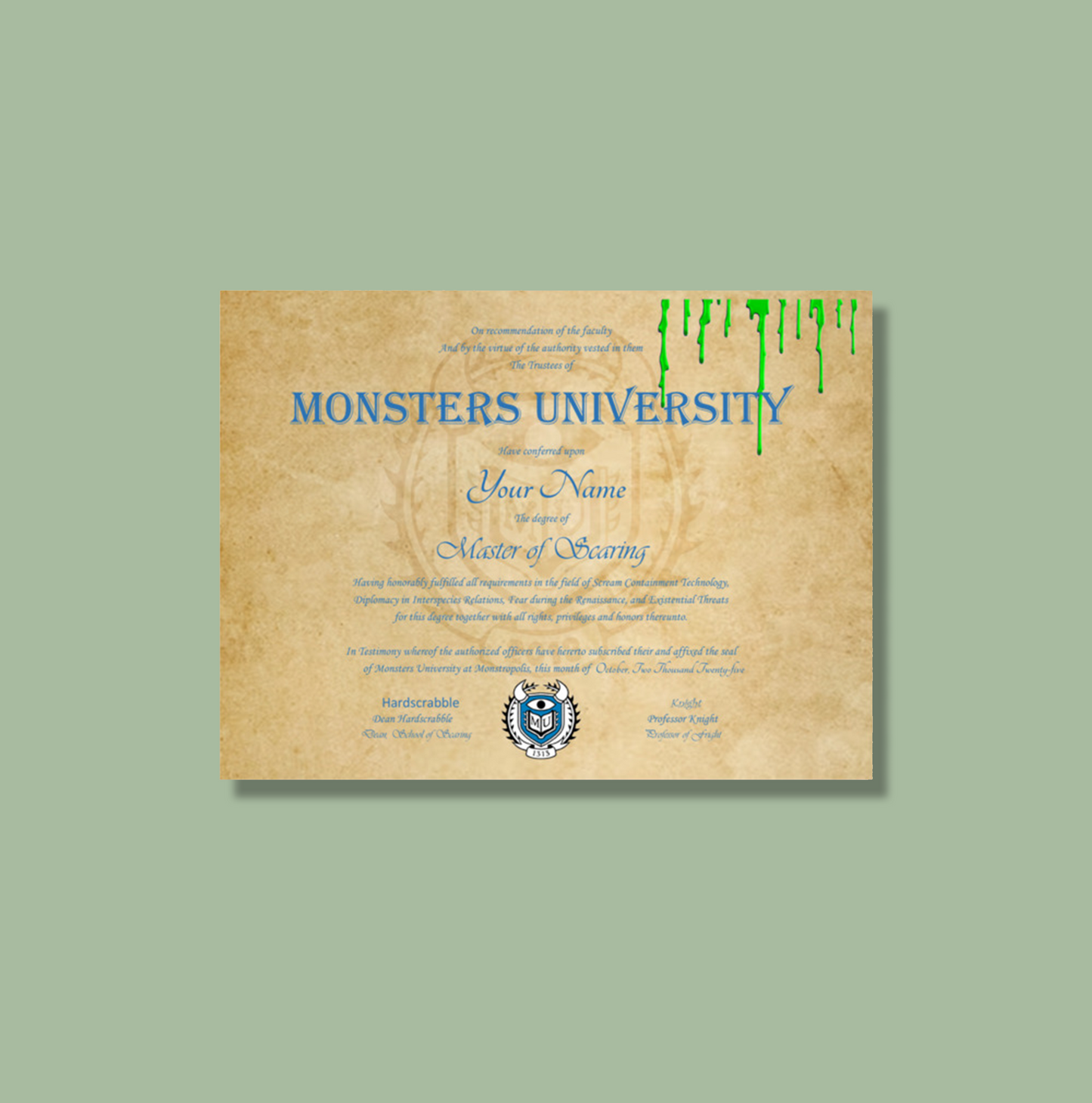 Monsters University Diploma