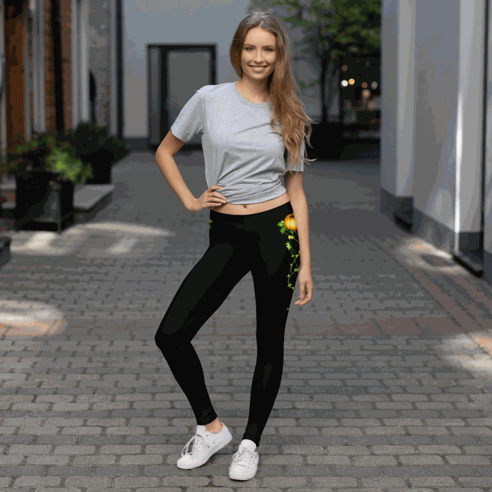 Pumpkin & Vines Leggings with pumpkin and vine pattern