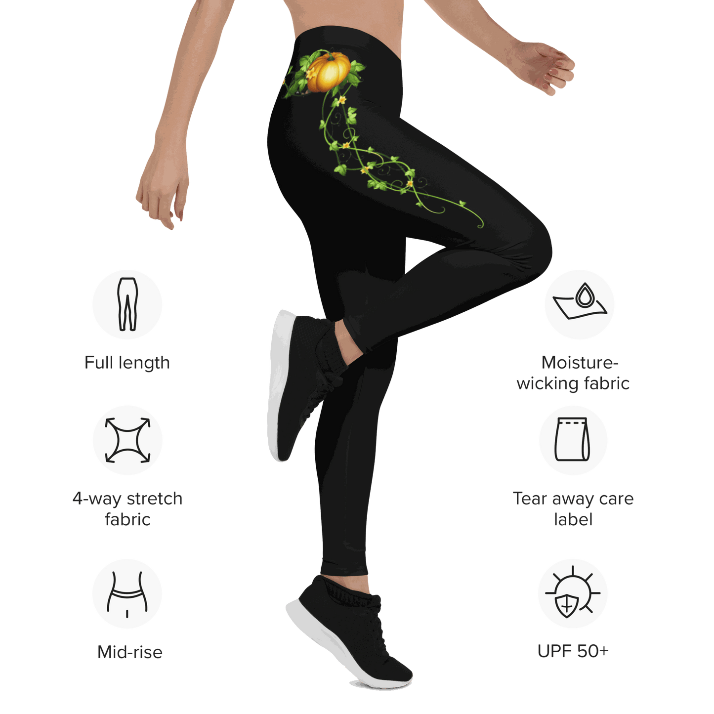 Pumpkin & Vines Leggings with pumpkin and vine pattern