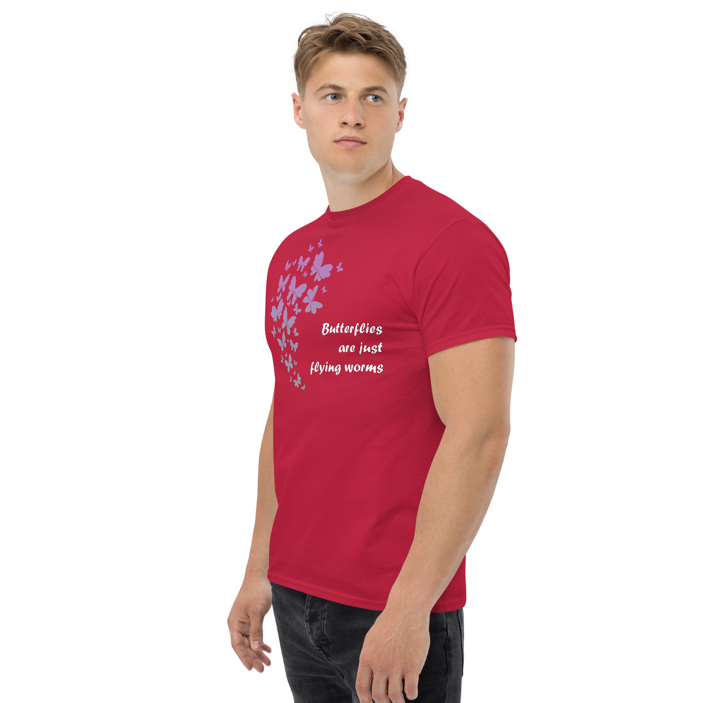 Butterflies Are Just Flying Worms Tee with witty text design