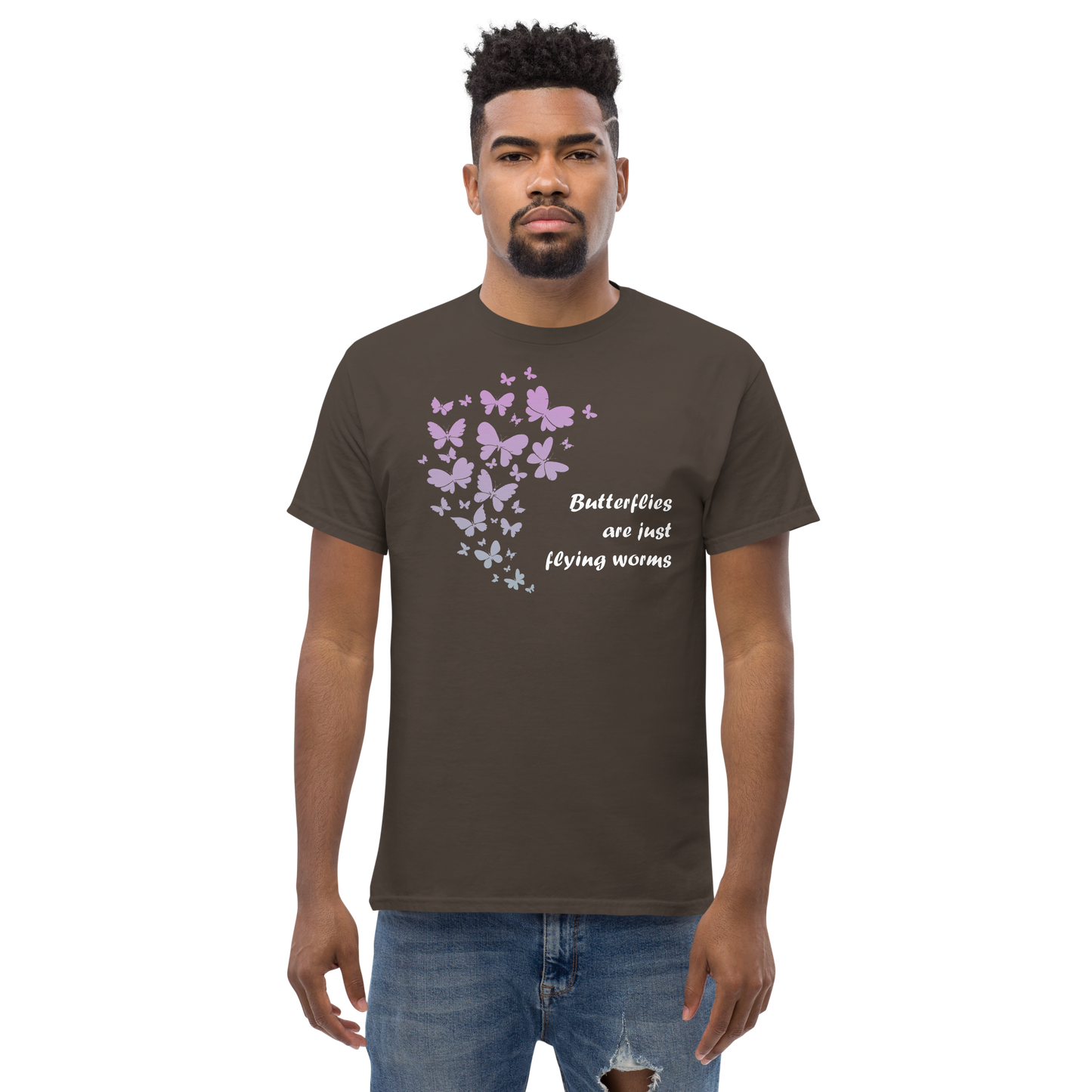 Butterflies Are Just Flying Worms Tee with witty text design