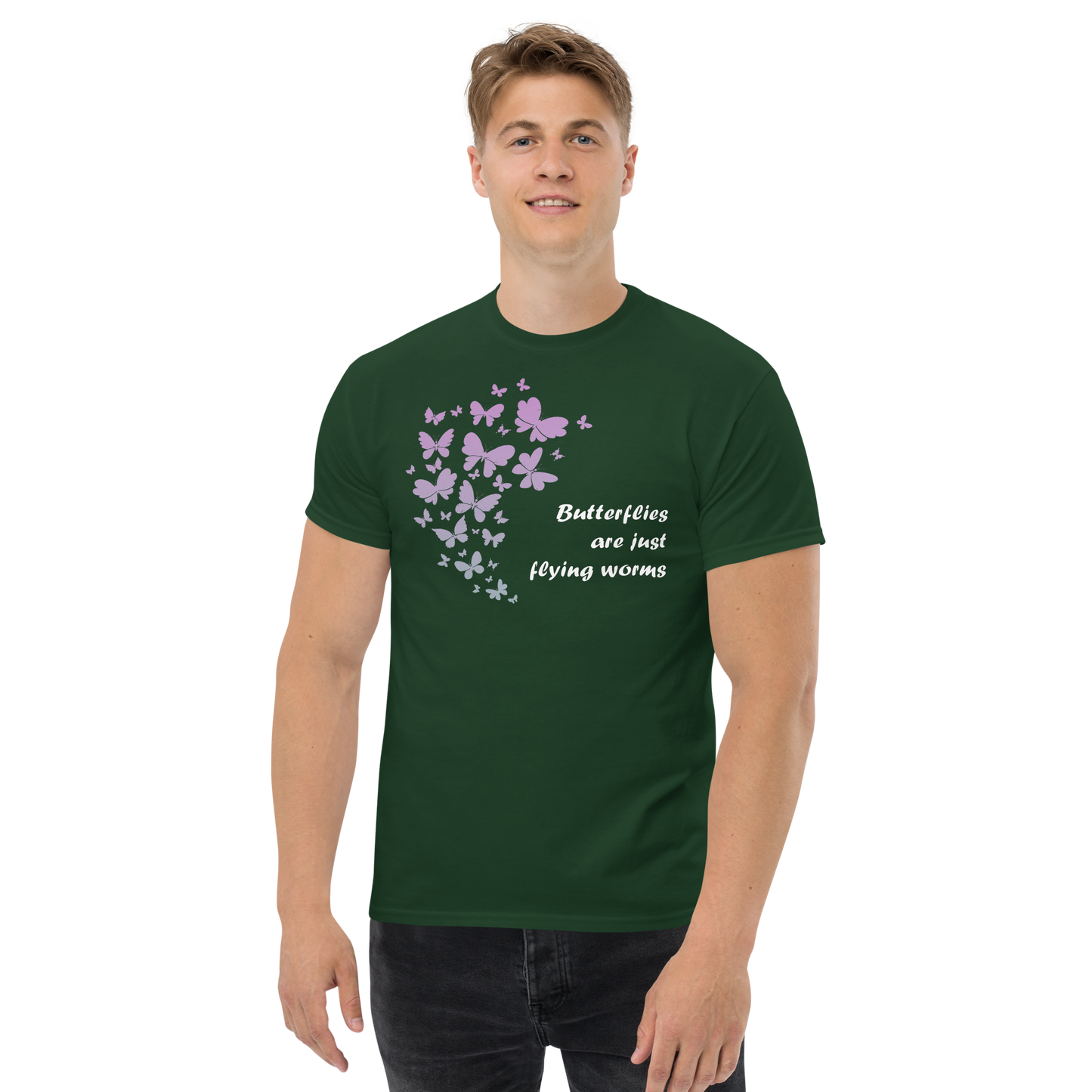 Butterflies Are Just Flying Worms Tee with witty text design