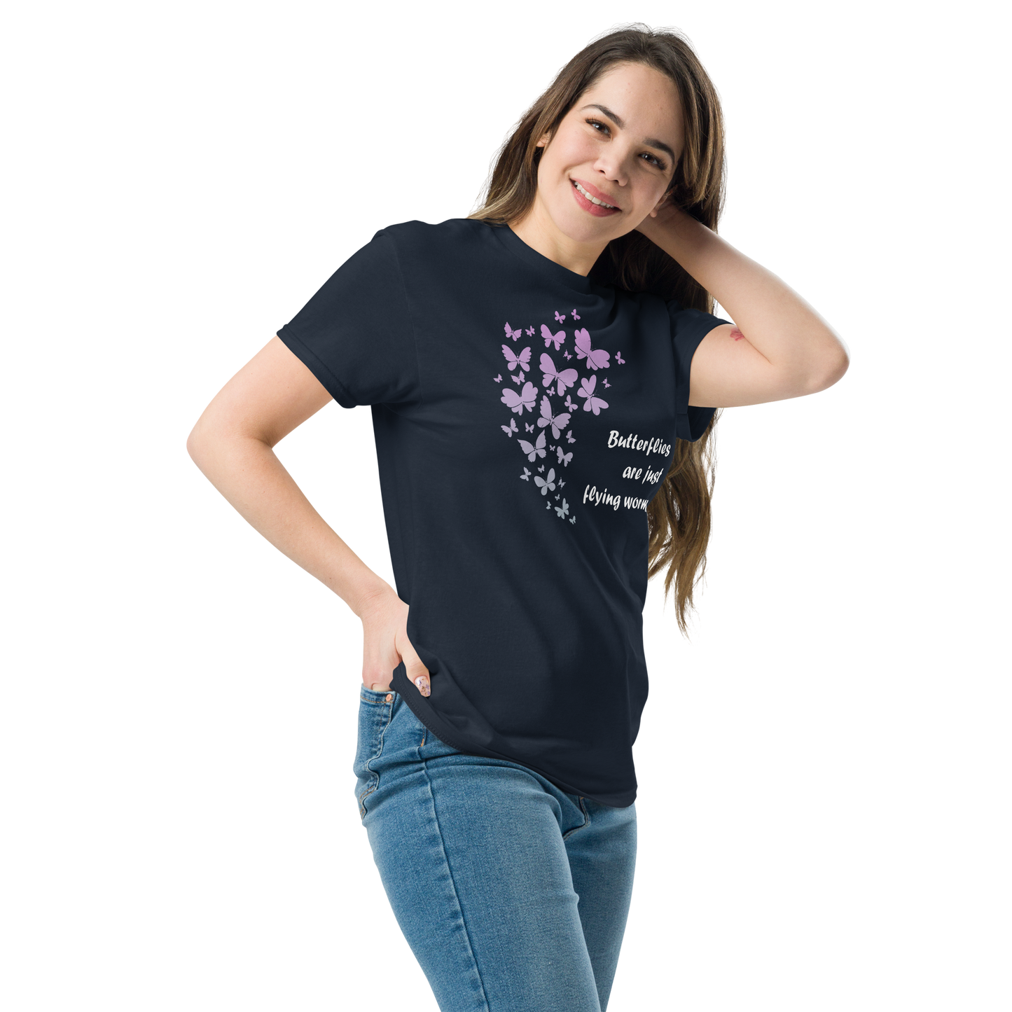 Butterflies Are Just Flying Worms Tee with witty text design