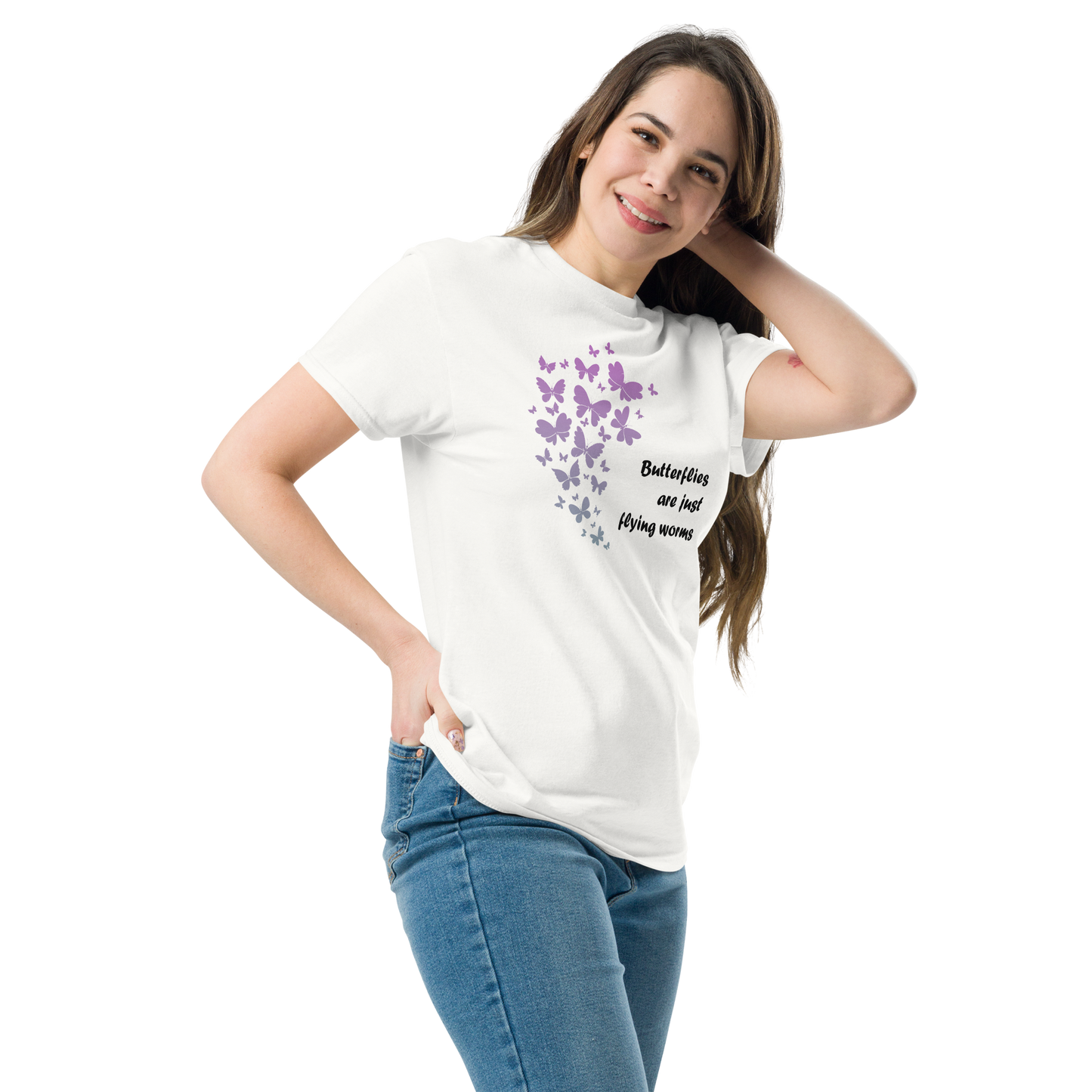 Butterflies Are Just Flying Worms Tee with witty text design