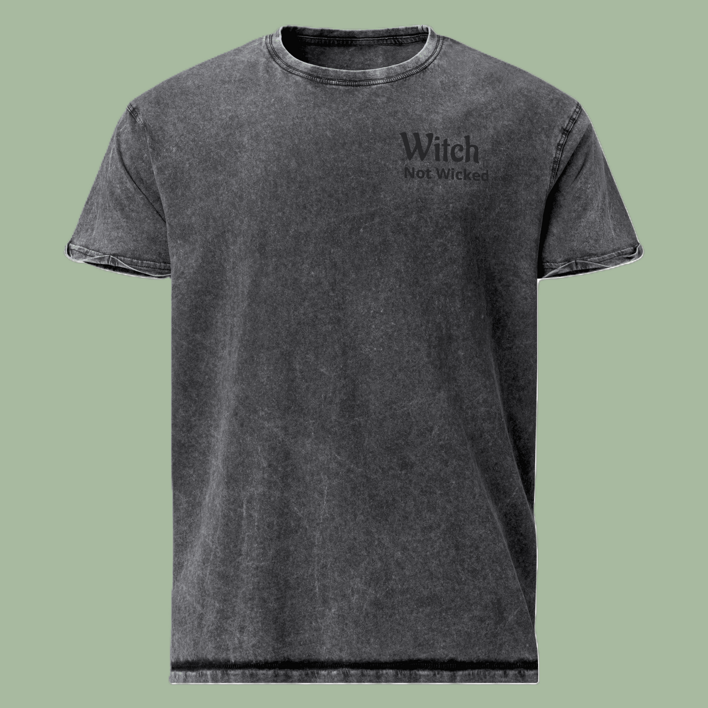 Witch Not Wicked Embroidered Shirt with stitched lettering
