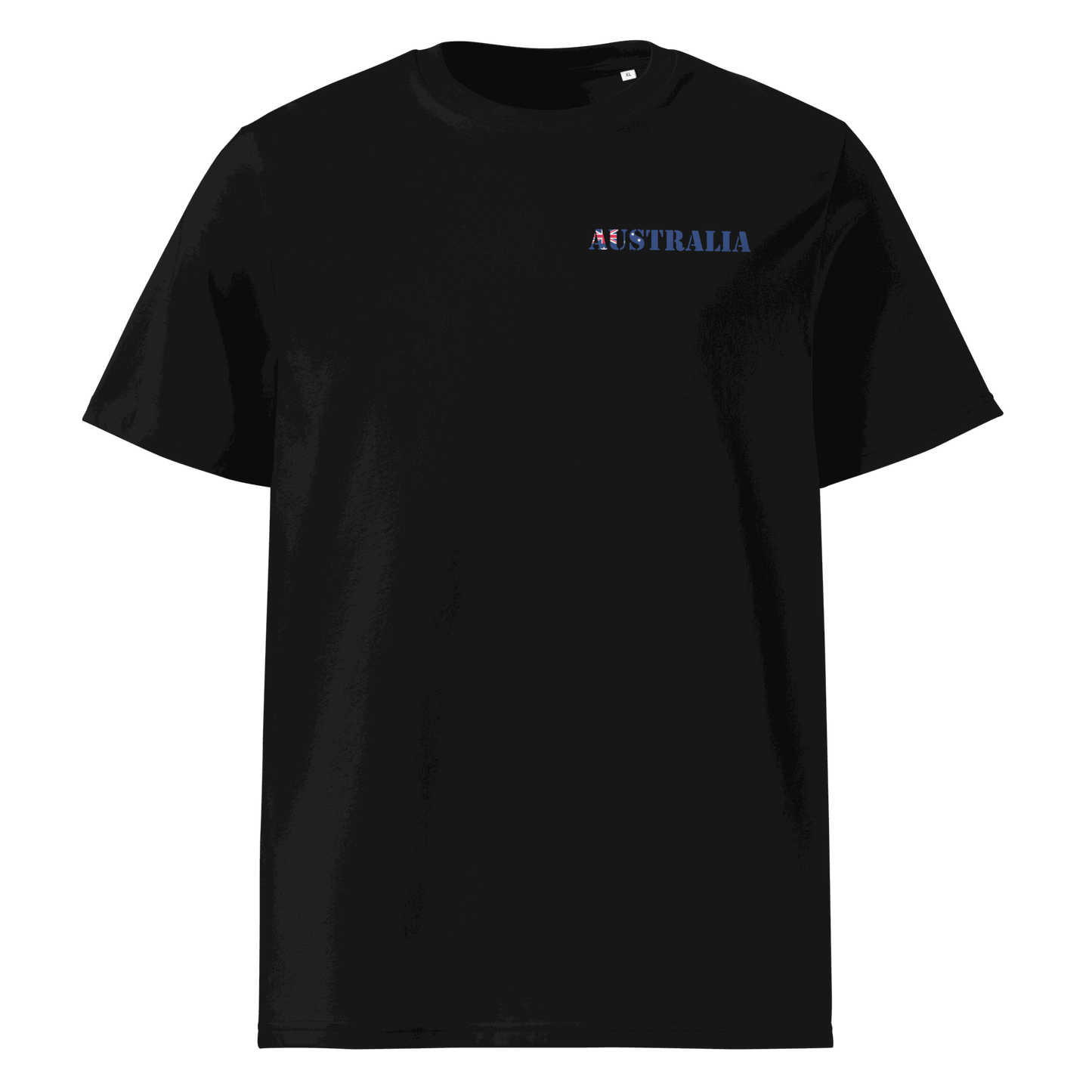 Australia Soccer shirt with "Australia" text cut from the national flag, made of organic cotton
