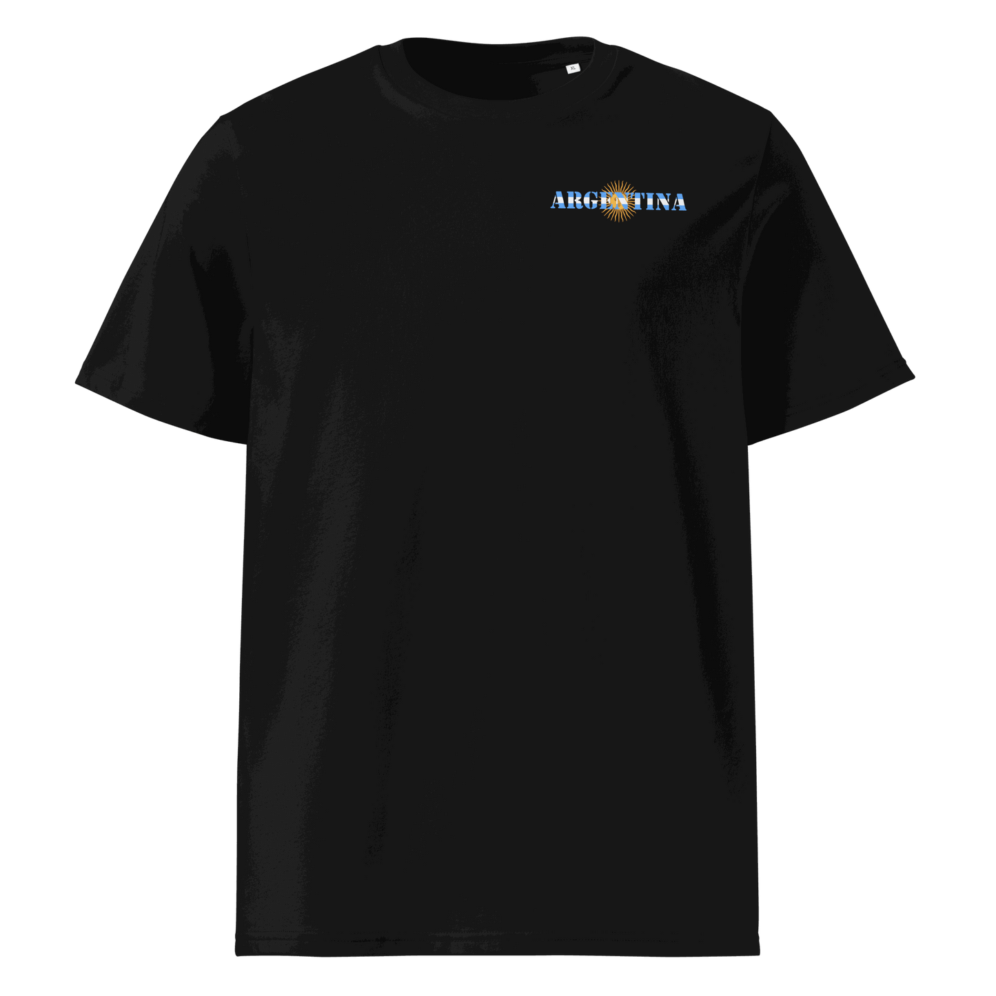 Argentina Futbol Shirt with "Argentina" text incorporating the national flag design on the chest, made from 100% organic cotton with a regular unisex fit.