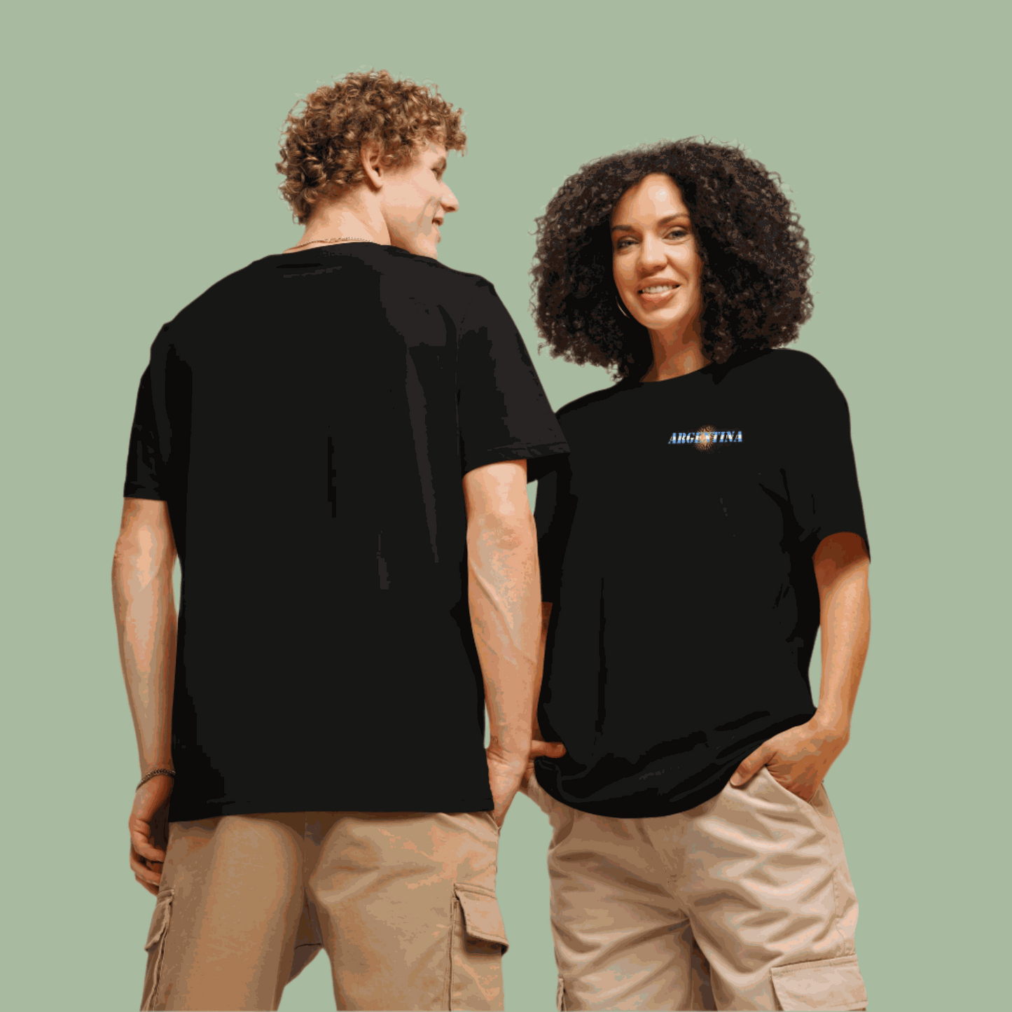 Argentina Futbol Shirt with "Argentina" text incorporating the national flag design on the chest, made from 100% organic cotton with a regular unisex fit.