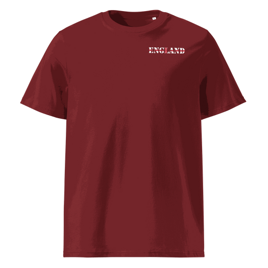 Unisex England Football Shirt in soft cotton with bold flag lettering