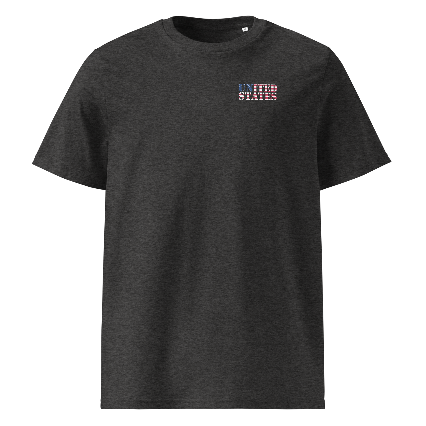 Black United States Soccer Shirt with American flag cut-out lettering on chest