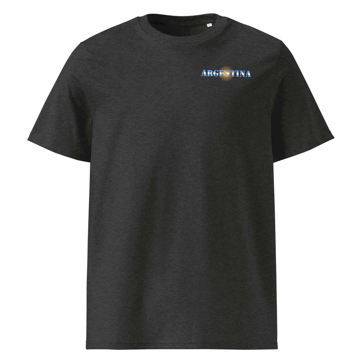 Argentina Futbol Shirt with "Argentina" text incorporating the national flag design on the chest, made from 100% organic cotton with a regular unisex fit.