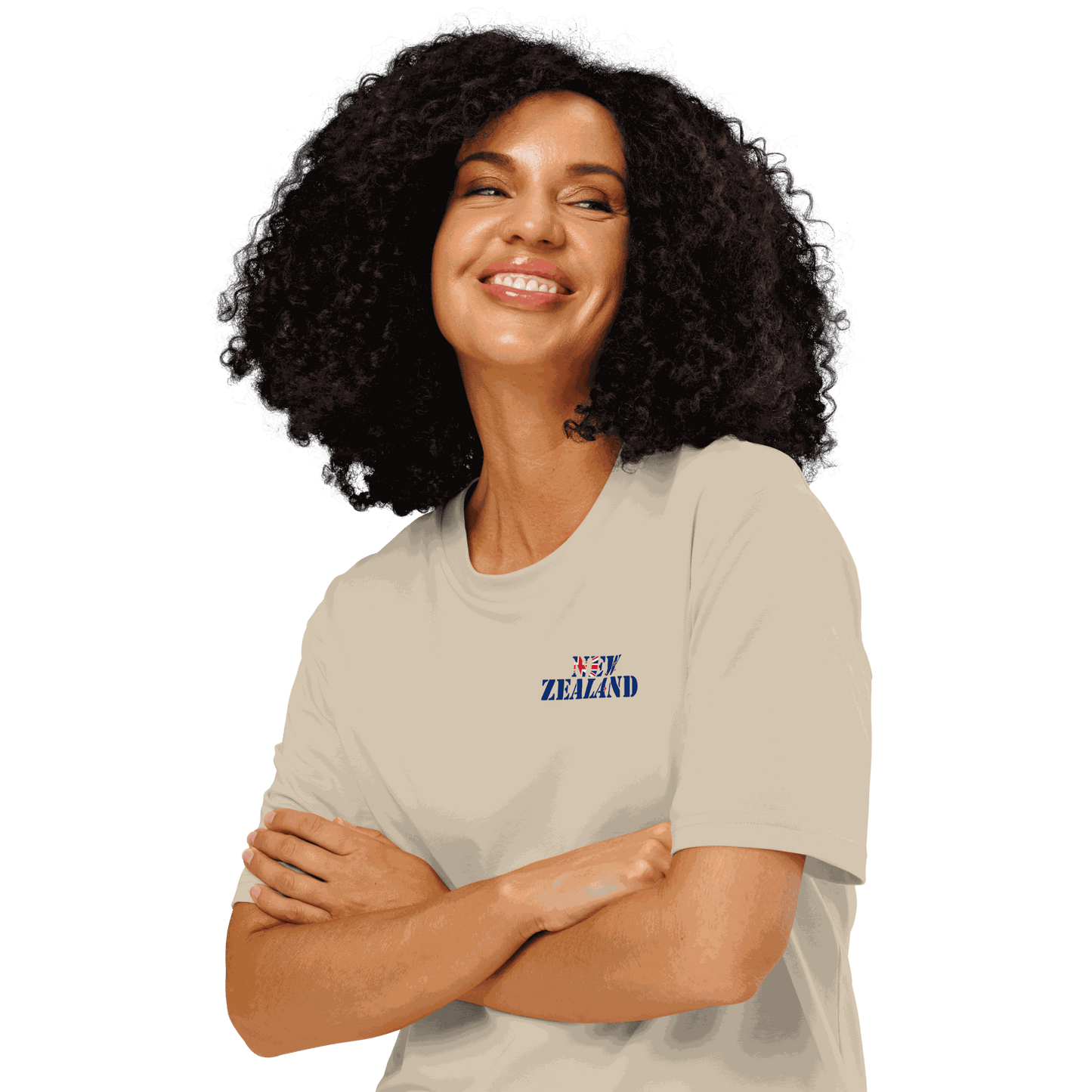 Unisex New Zealand Football Shirt in soft cotton with bold flag lettering