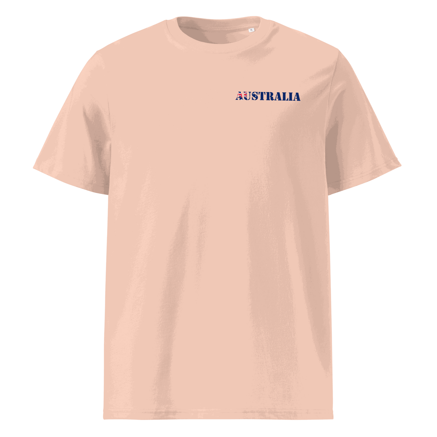Australia Soccer shirt with "Australia" text cut from the national flag, made of organic cotton