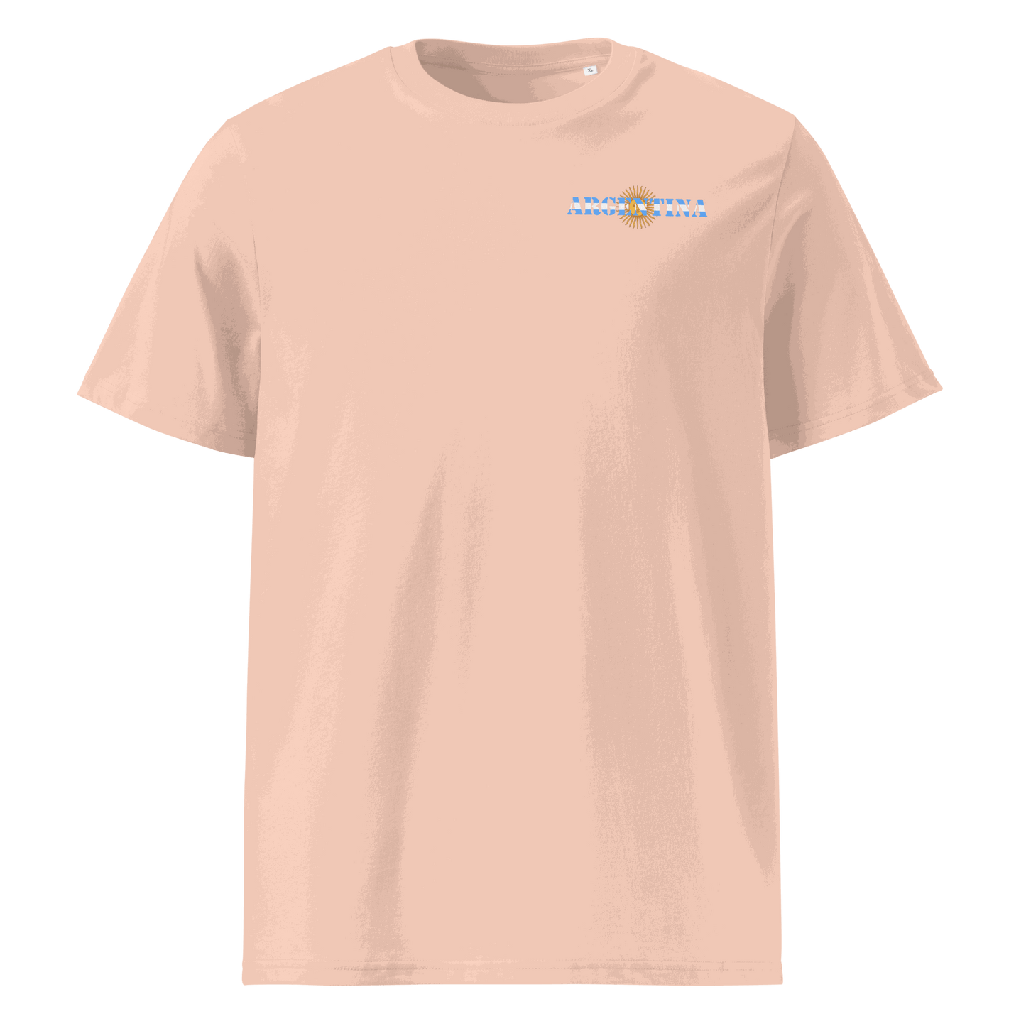 Argentina Futbol Shirt with "Argentina" text incorporating the national flag design on the chest, made from 100% organic cotton with a regular unisex fit.