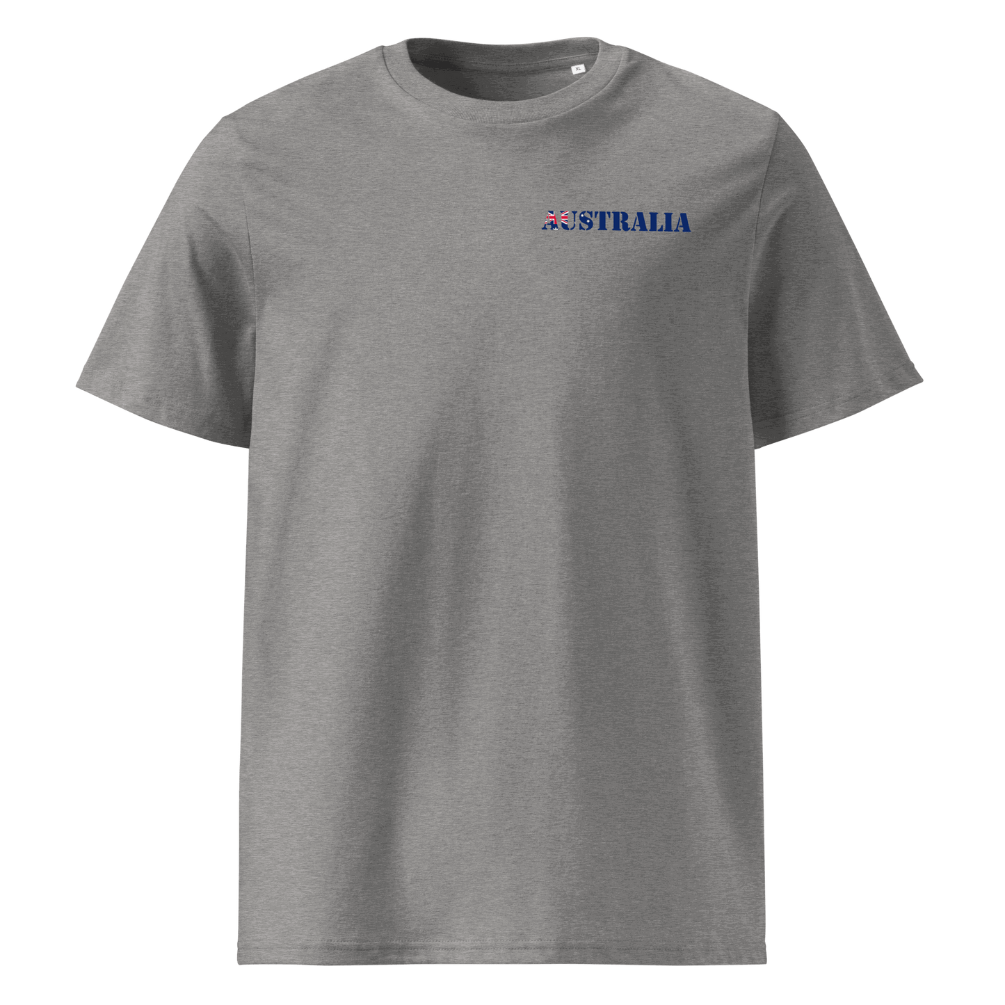 Australia Soccer shirt with "Australia" text cut from the national flag, made of organic cotton