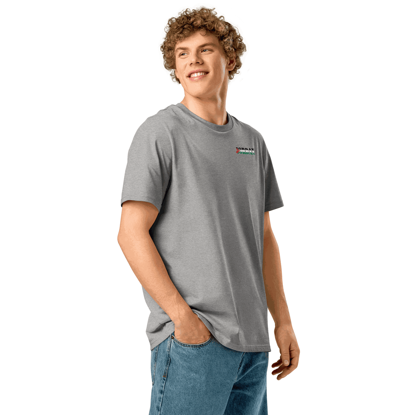 Unisex Jordan Futbol Shirt in soft cotton with bold flag lettering