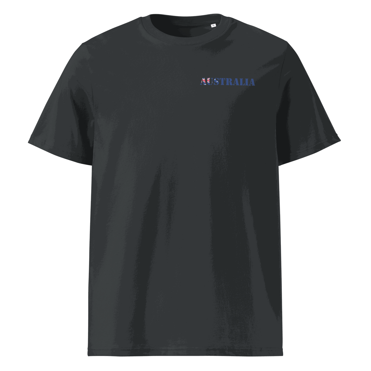 Australia Soccer shirt with "Australia" text cut from the national flag, made of organic cotton