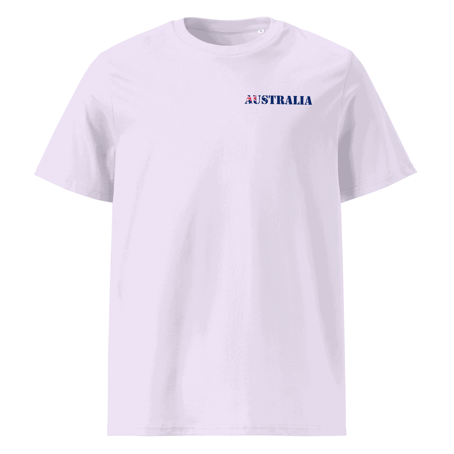 Australia Soccer shirt with "Australia" text cut from the national flag, made of organic cotton