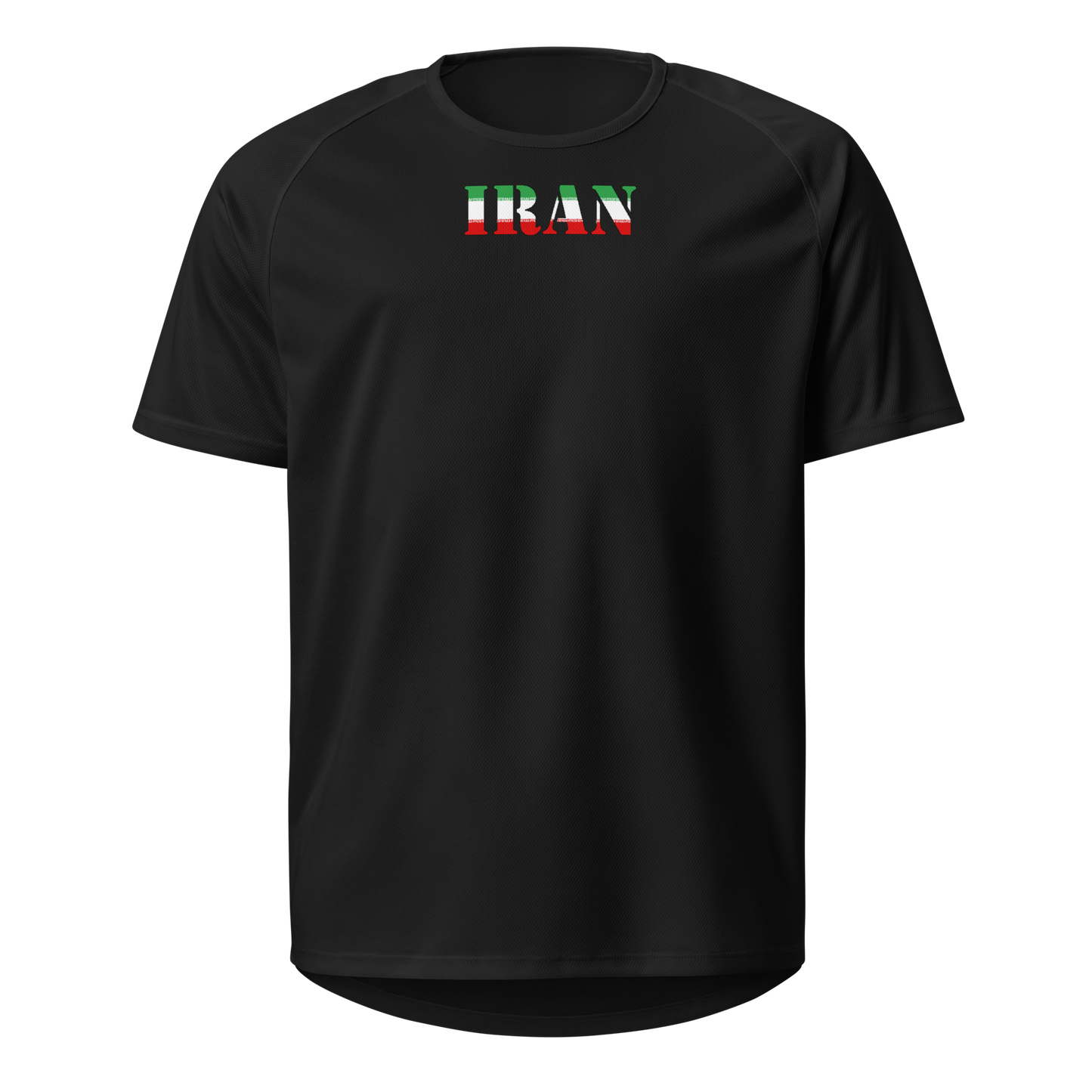 Iran Play for Glory Shirt with bold lettering in flag colours