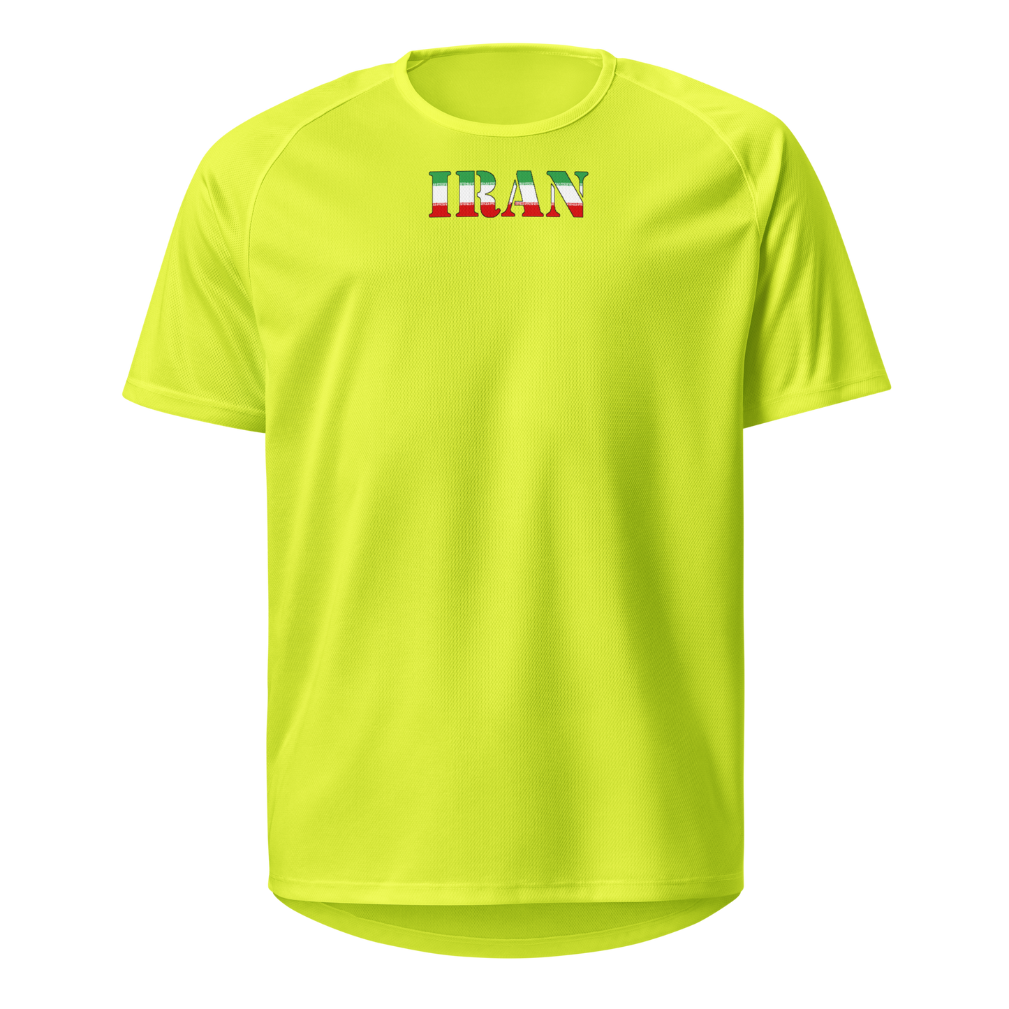 Iran Play for Glory Shirt with bold lettering in flag colours