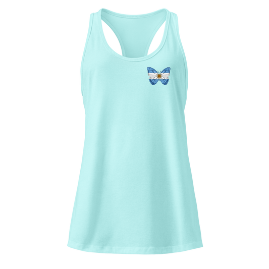 Argentine Flag Butterfly Tank Top with butterfly in Argentine flag design