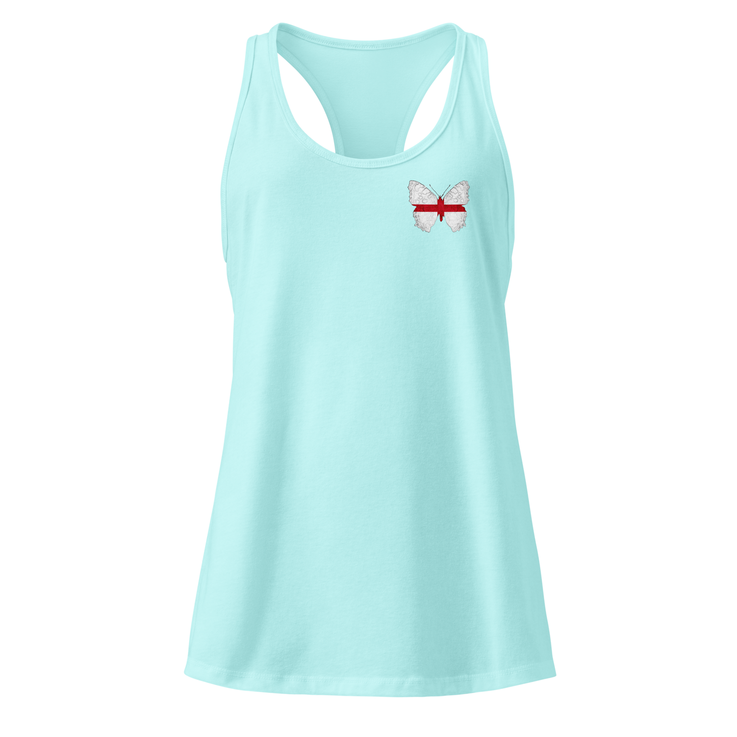 English Flag Butterfly Tank Top with butterfly in St George’s Cross design