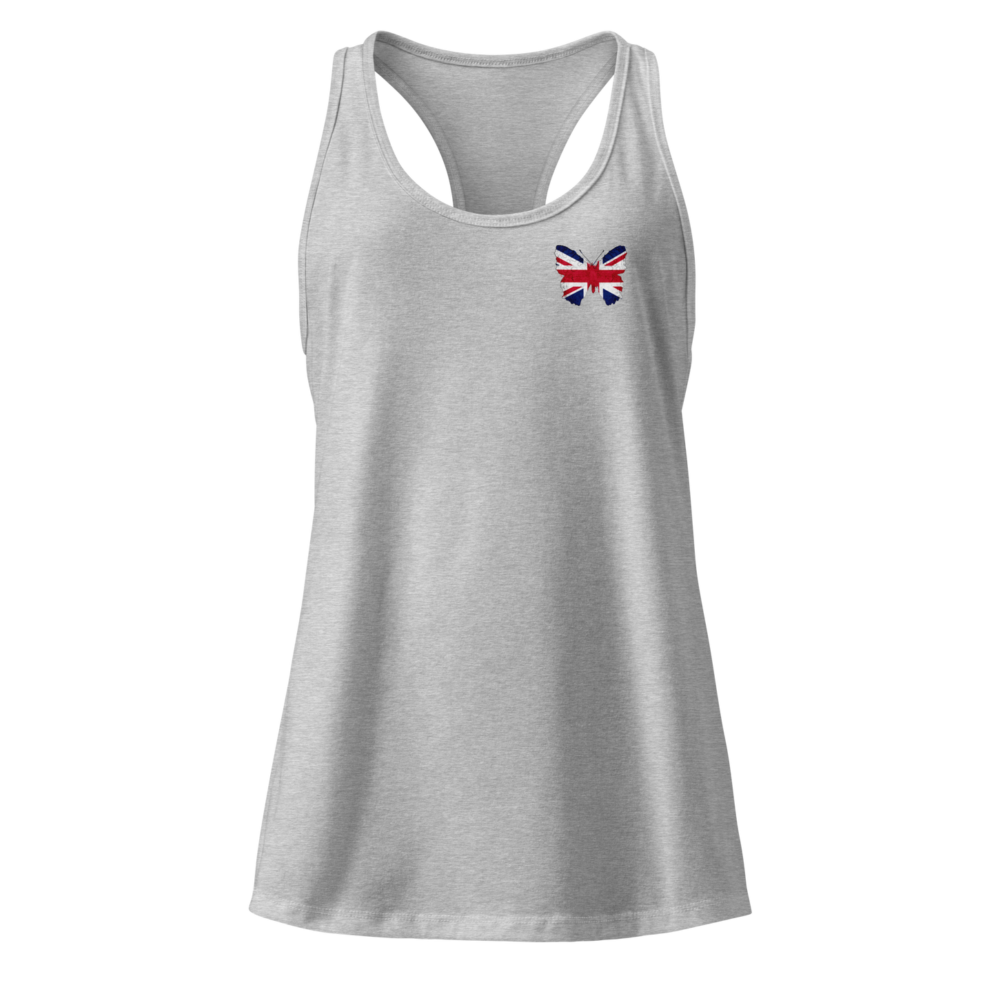 British Flag Butterfly Tank Top with butterfly in Union Jack design