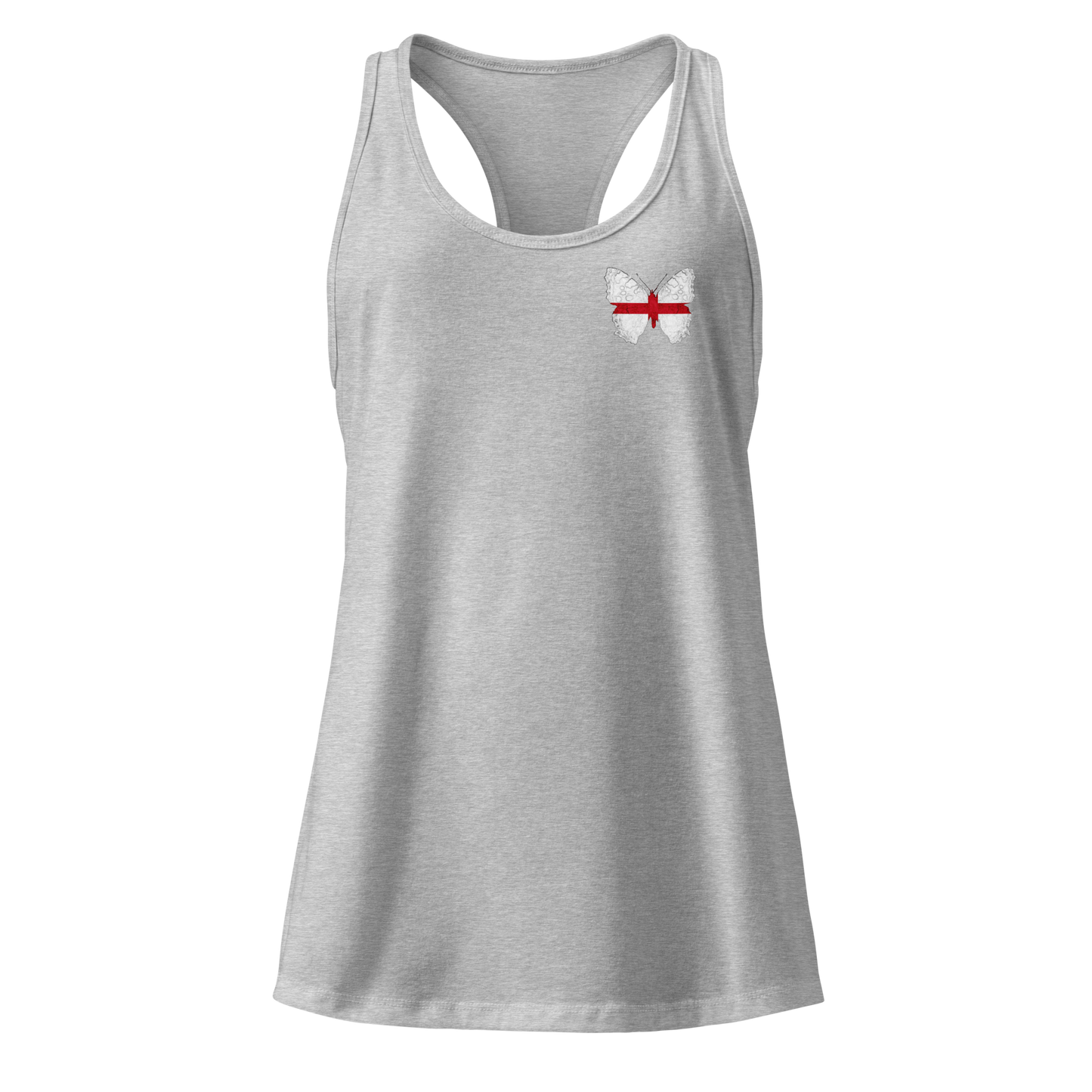 English Flag Butterfly Tank Top with butterfly in St George’s Cross design