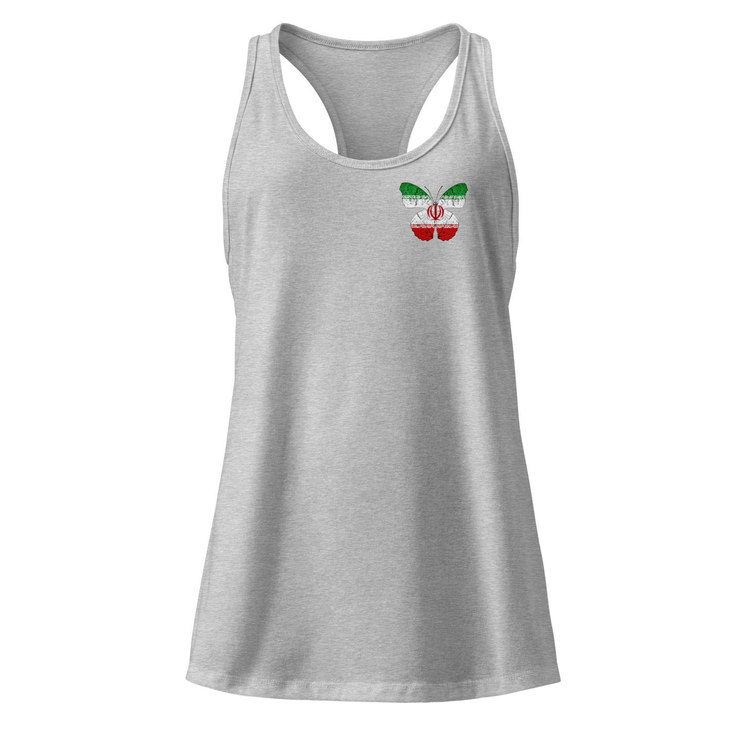 Iranian Flag Butterfly Tank Top with butterfly in Iranian flag colours