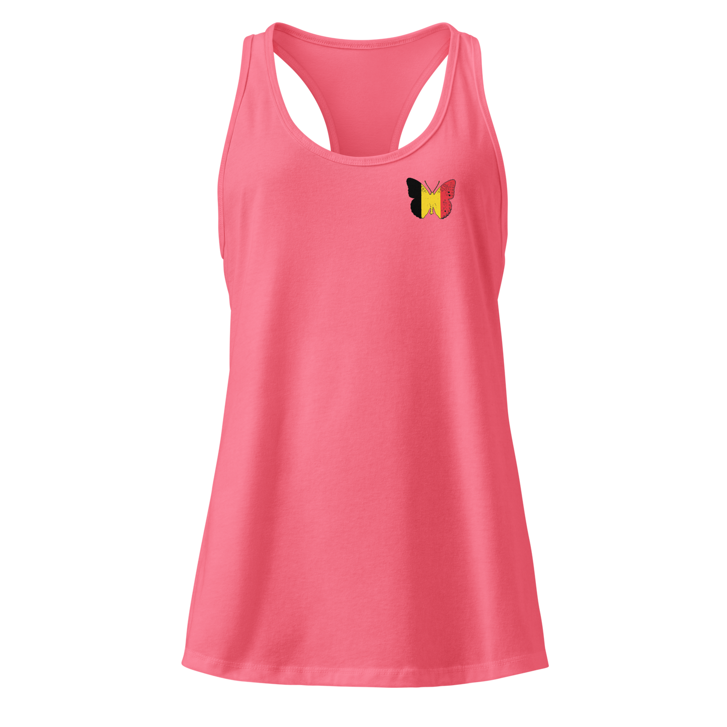 Belgian Flag Butterfly Tank Top with butterfly in black, yellow, and red