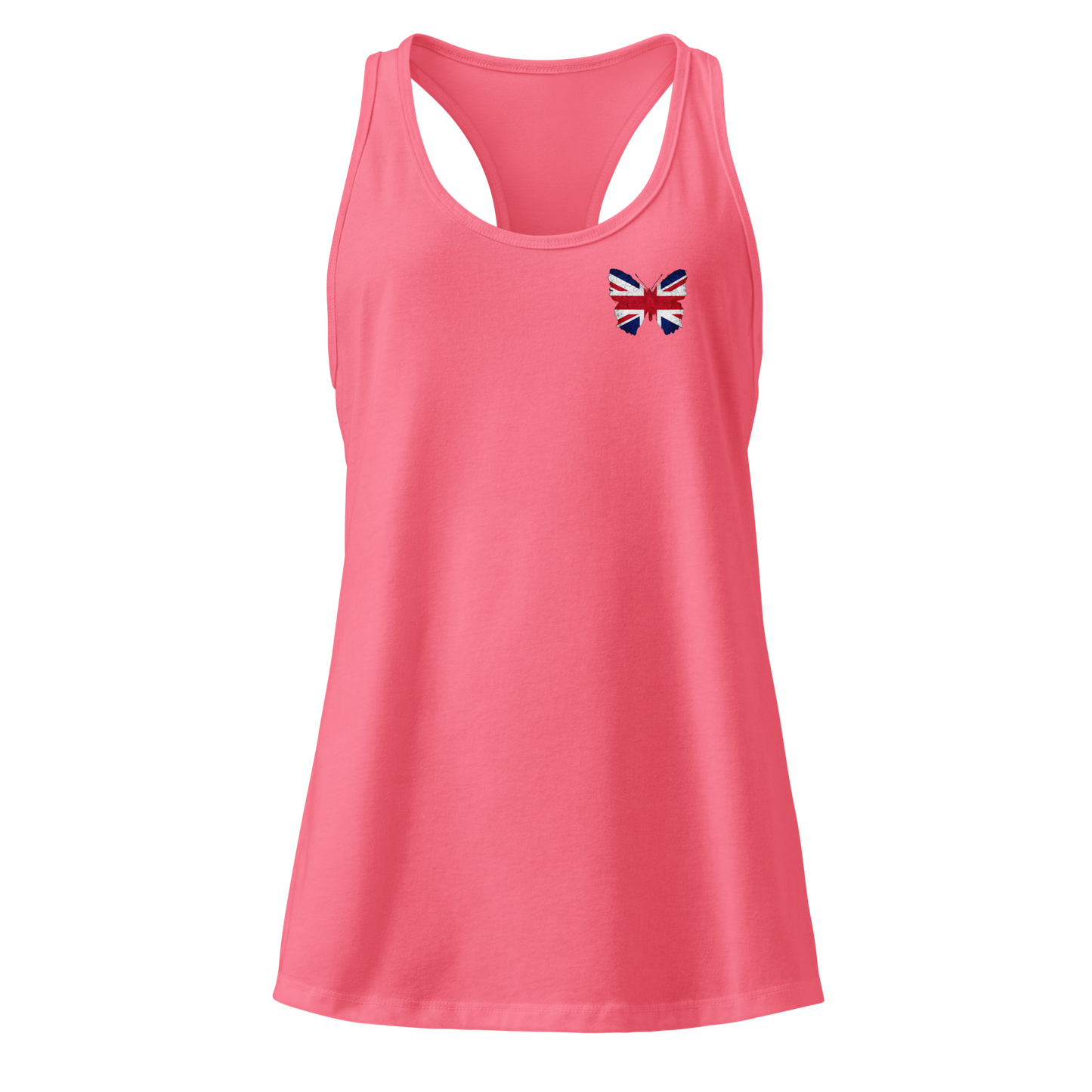 British Flag Butterfly Tank Top with butterfly in Union Jack design