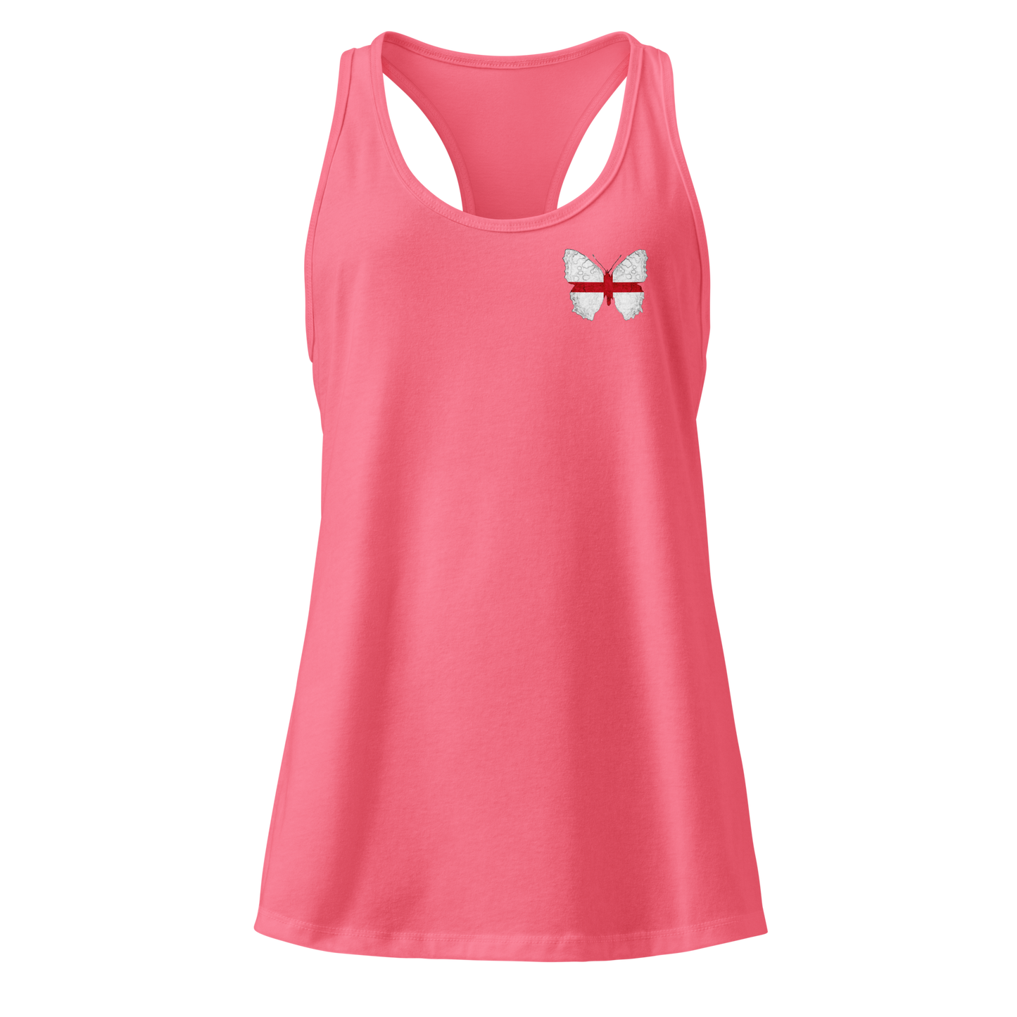 English Flag Butterfly Tank Top with butterfly in St George’s Cross design