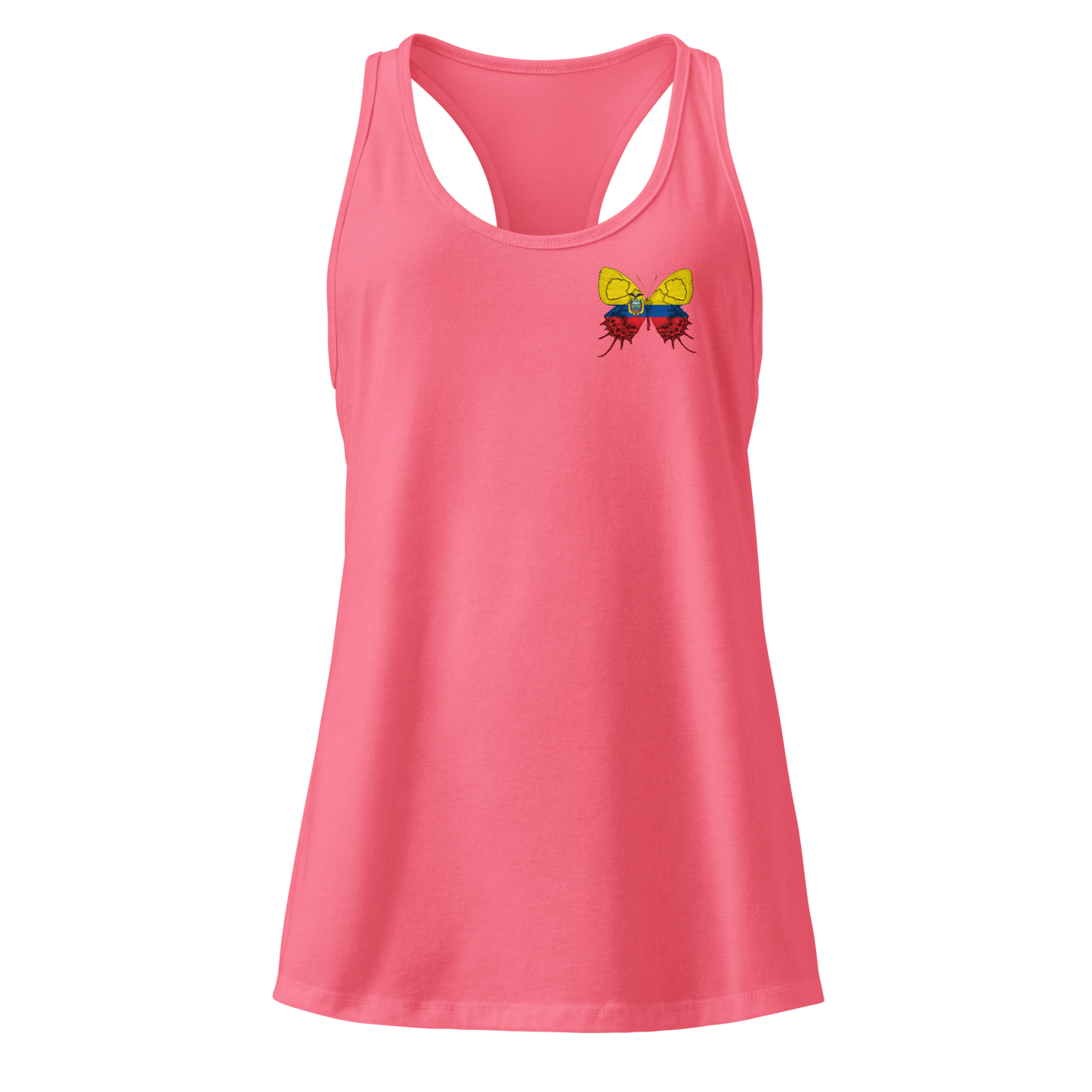 Ecuadorian Flag Butterfly Tank Top with butterfly in Ecuador flag colours