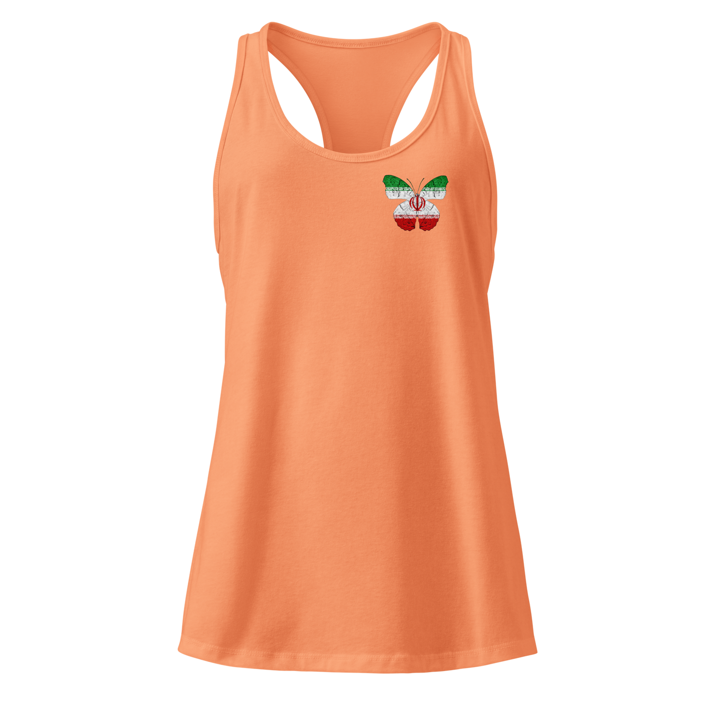 Iranian Flag Butterfly Tank Top with butterfly in Iranian flag colours