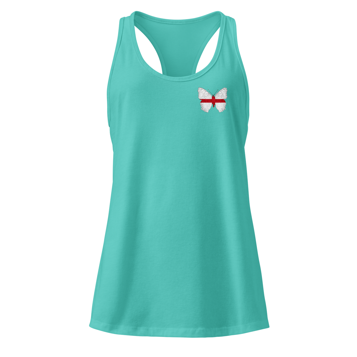 English Flag Butterfly Tank Top with butterfly in St George’s Cross design