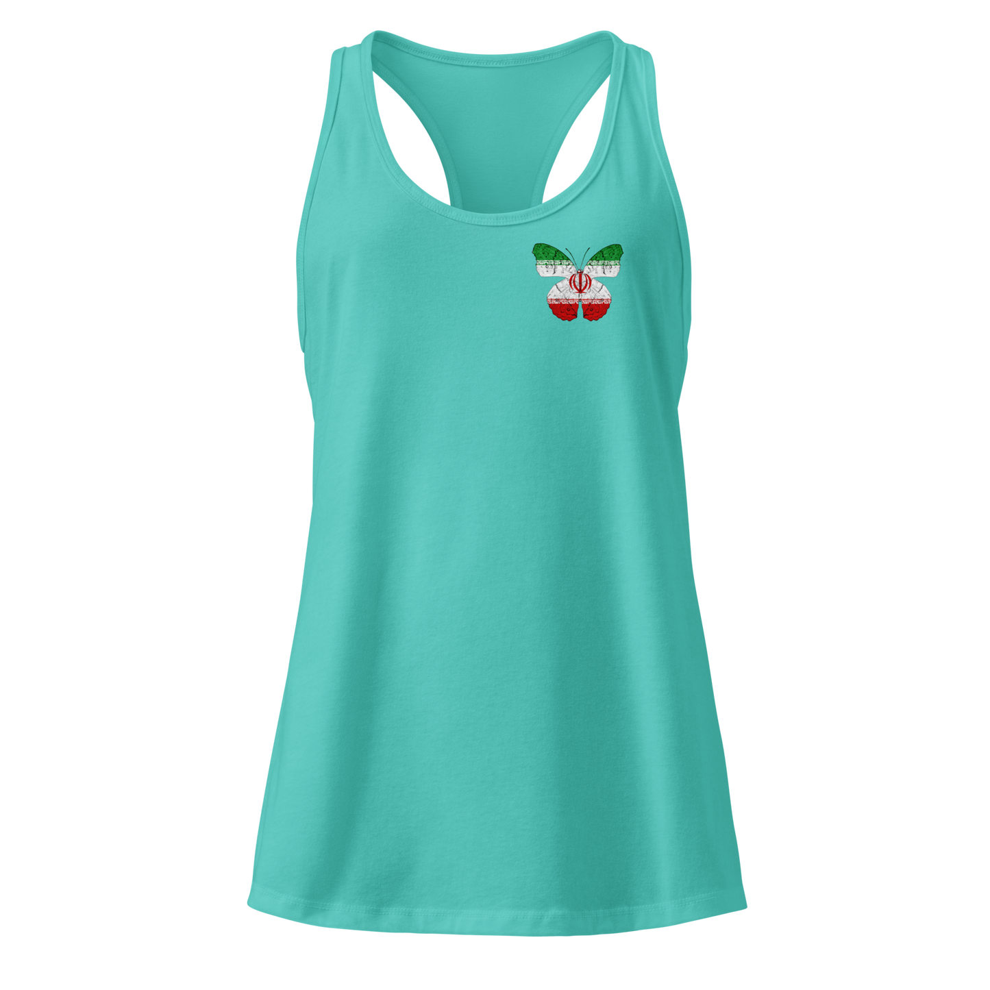 Iranian Flag Butterfly Tank Top with butterfly in Iranian flag colours