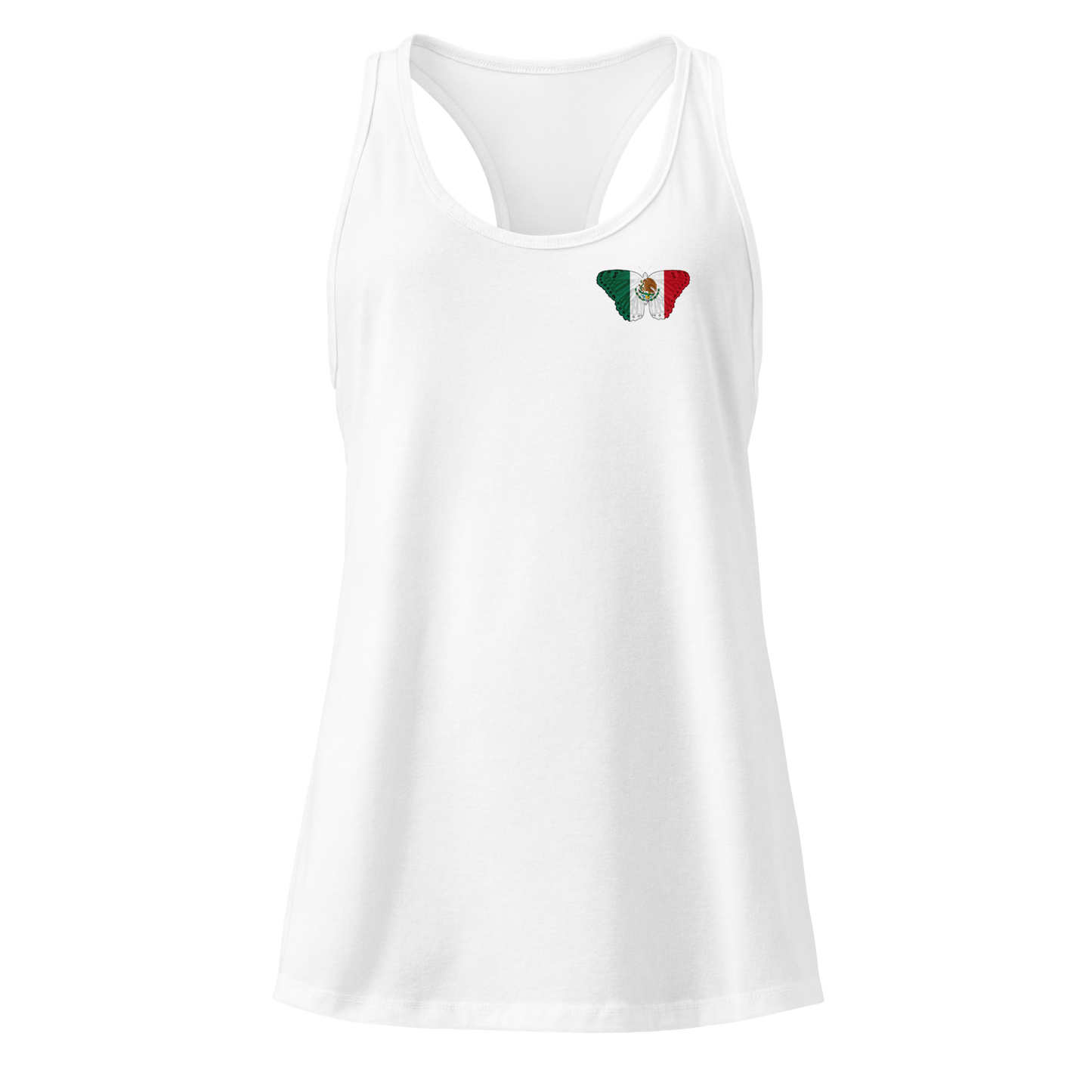 Mexican Flag Butterfly Tank Top with butterfly in Mexico’s flag colours