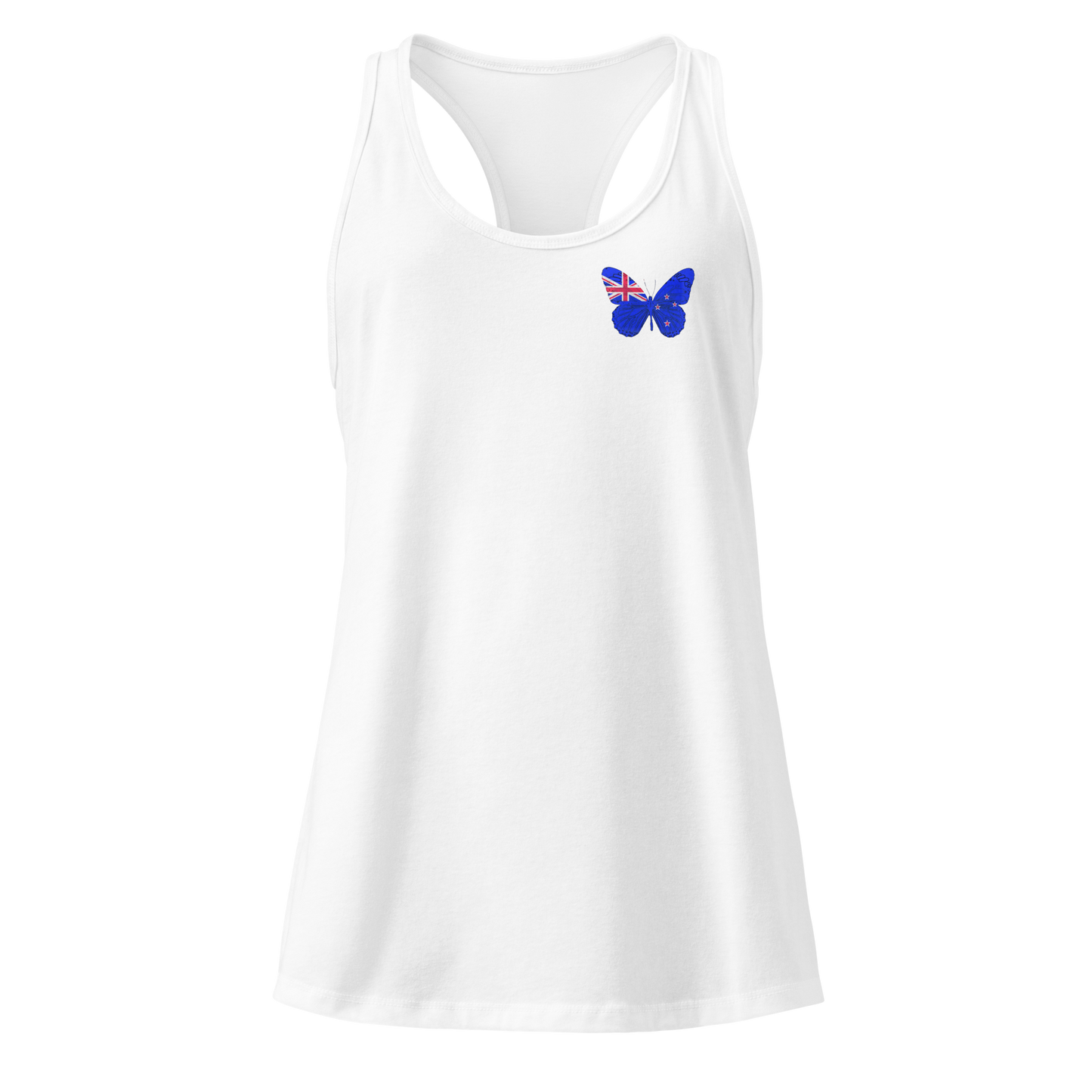 New Zealand Flag Butterfly Tank Top with butterfly in flag design