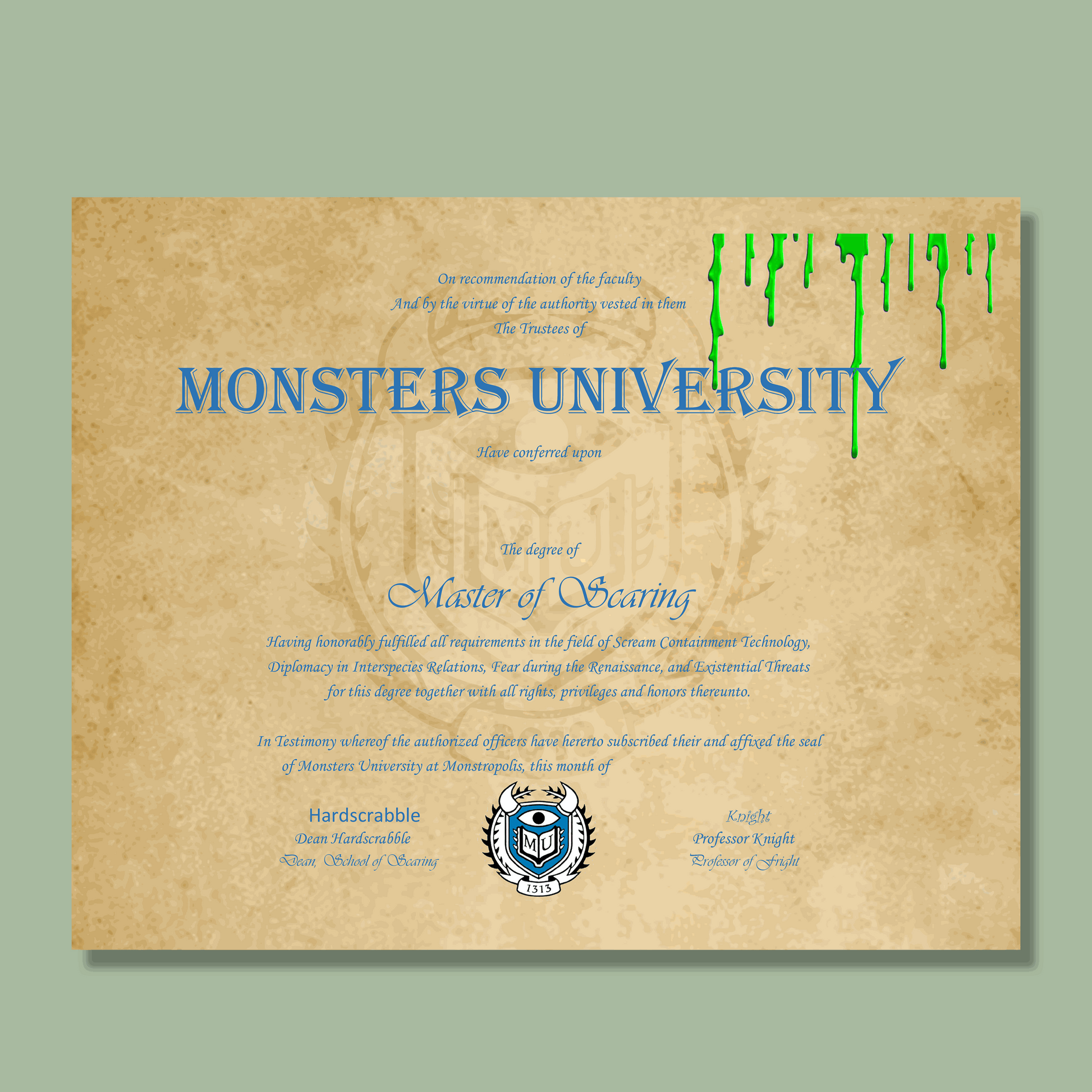 Monsters University Diploma