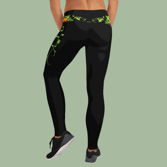 Pumpkin & Vines Leggings with pumpkin and vine pattern