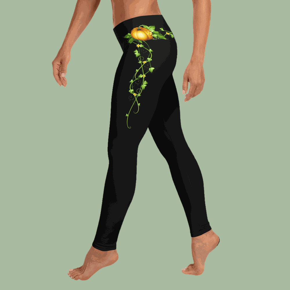 Pumpkin & Vines Leggings with pumpkin and vine pattern