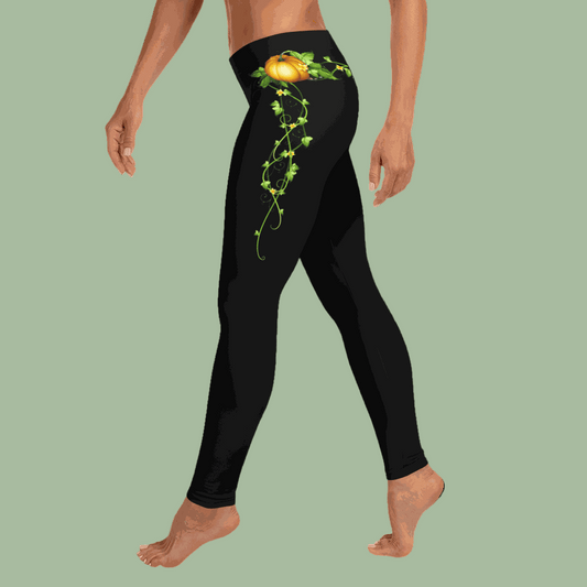 Pumpkin & Vines Leggings with pumpkin and vine pattern