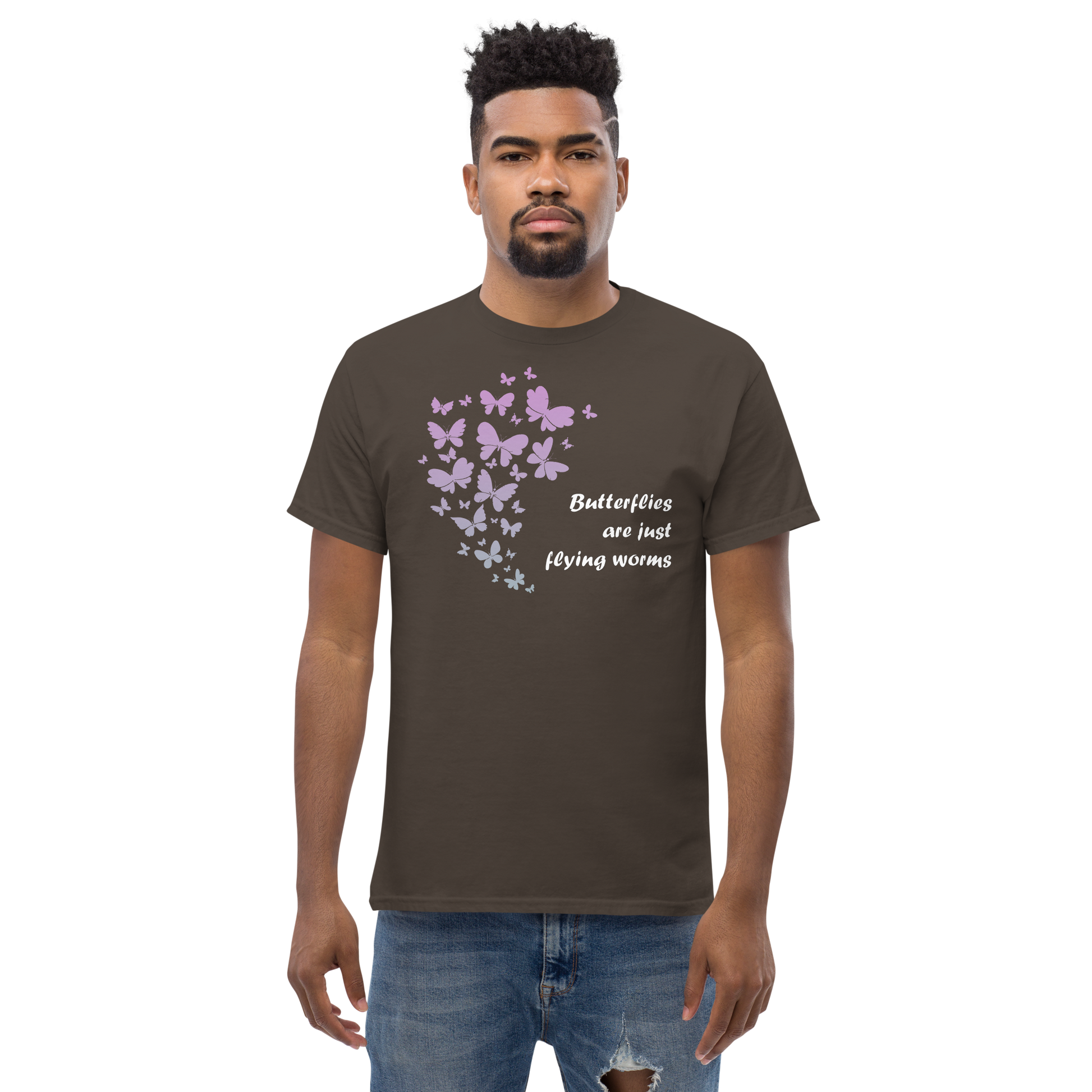 Butterflies Are Just Flying Worms Tee with witty text design