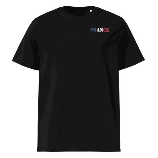 Unisex France Football Shirt in soft cotton with bold flag lettering
