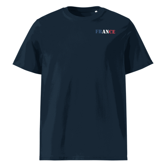 Unisex France Football Shirt in soft cotton with bold flag lettering