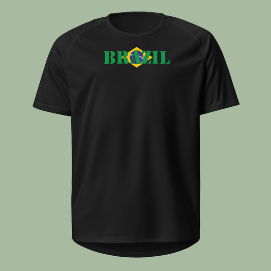 Brazil Play for Glory Shirt with bold lettering in green, yellow, and blue
