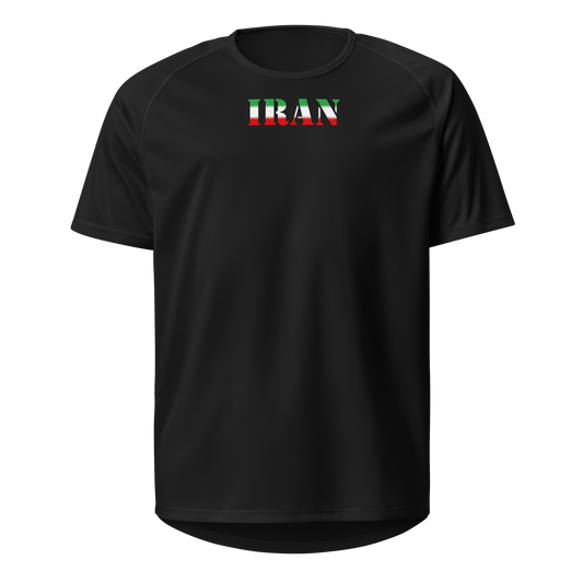 Iran Play for Glory Shirt with bold lettering in flag colours