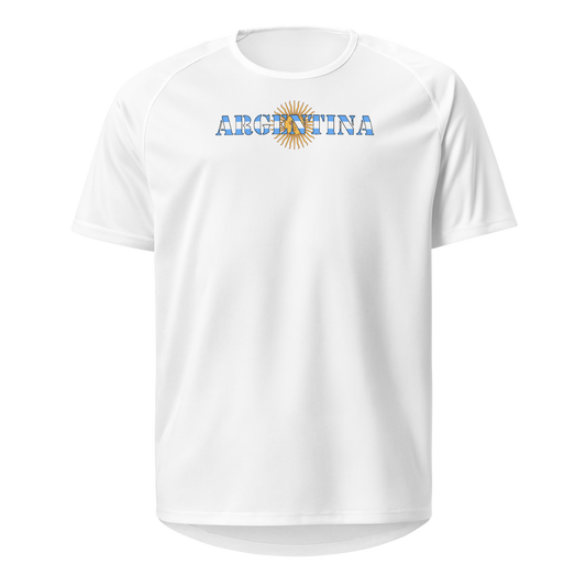 Argentina Play for Glory Shirt with bold lettering in sky blue and white