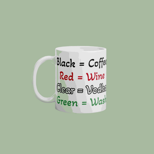 Front view of What’s in the Cup Mug with bold text design