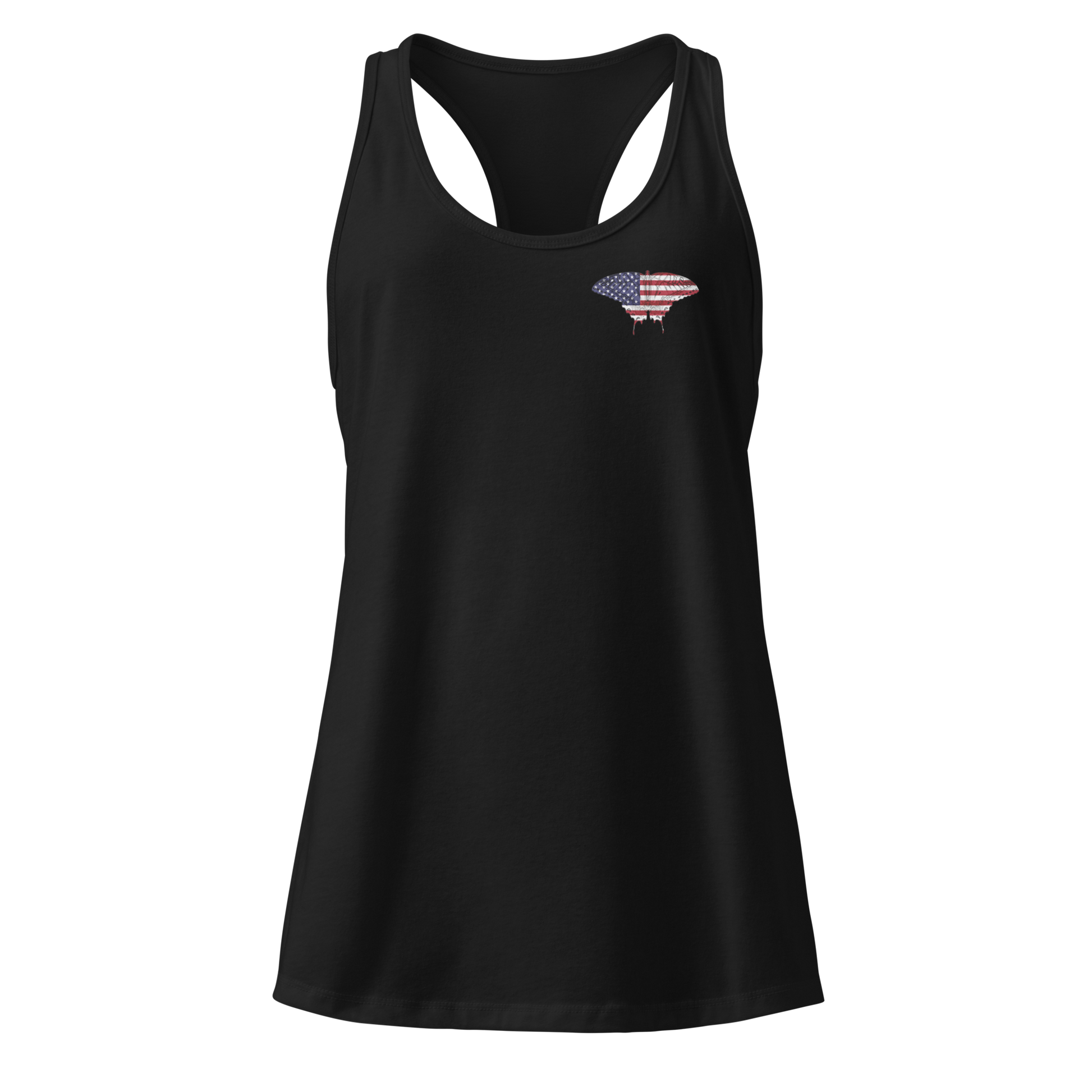 American Flag Butterfly Tank Top with butterfly in Stars and Stripes